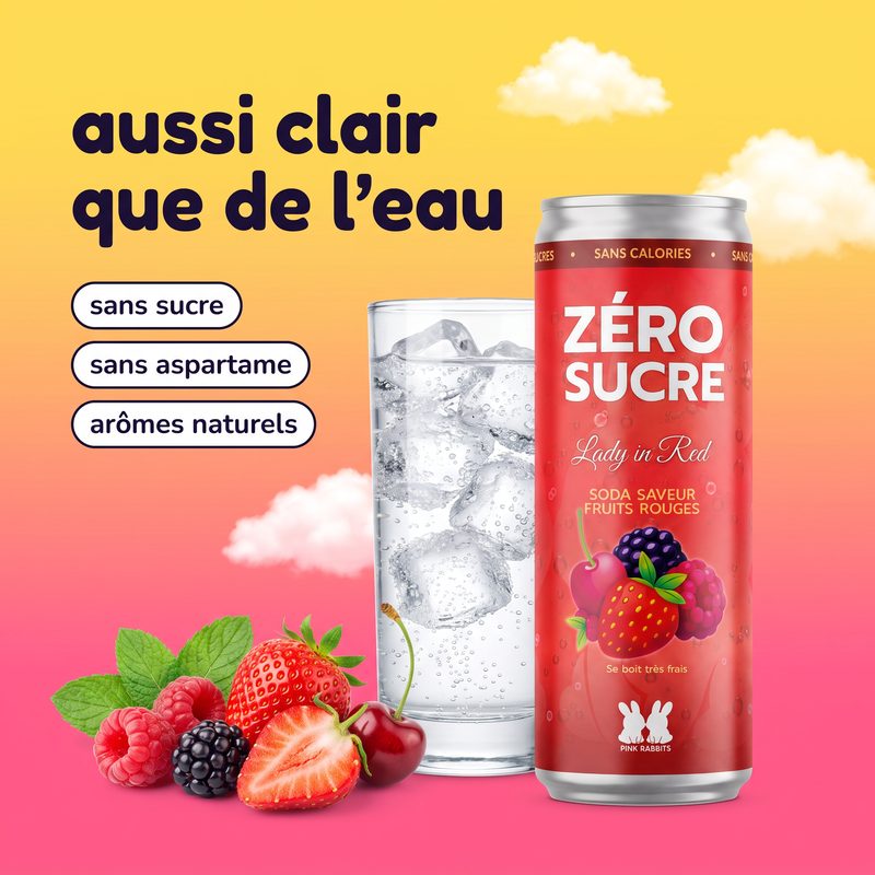 Le soda Lady in Red versé dans un verre : il est transparent