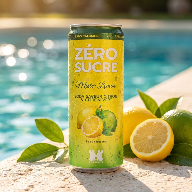 La canette Mister Lemon au bord d'une piscine