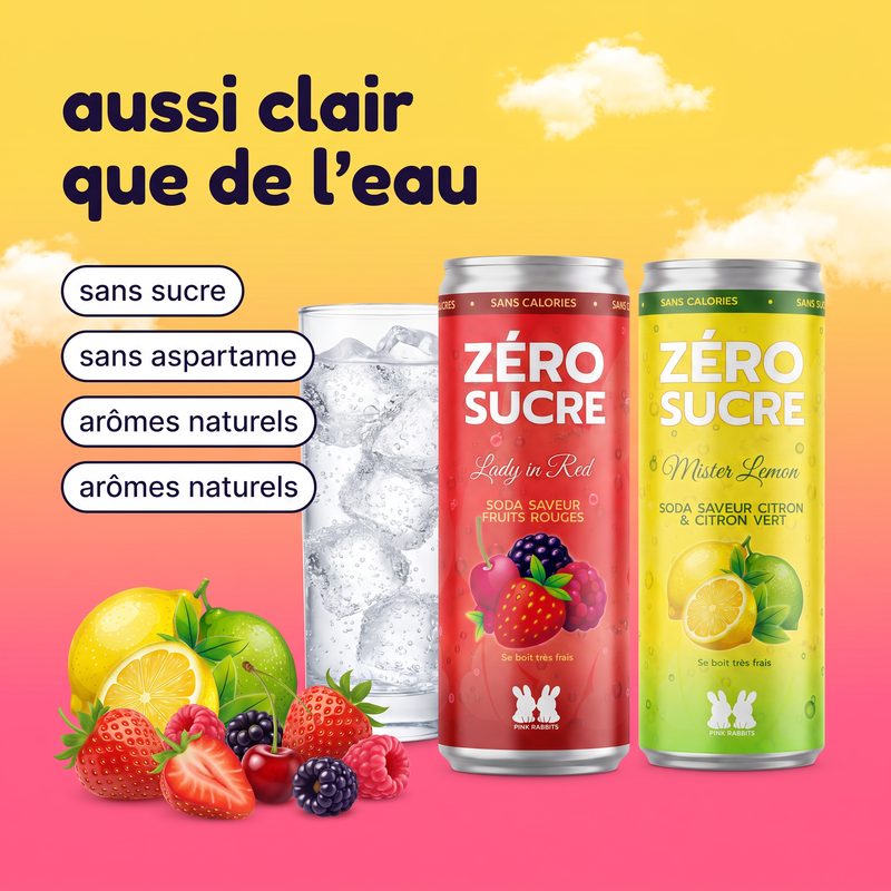 Les deux sodas versés dans un verre : ils sont transparents