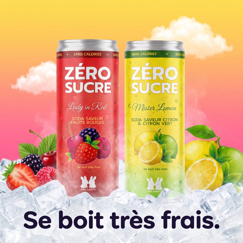 Les deux canettes plantées dans la glace pilée